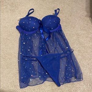 Blue Starry Chemise Set
